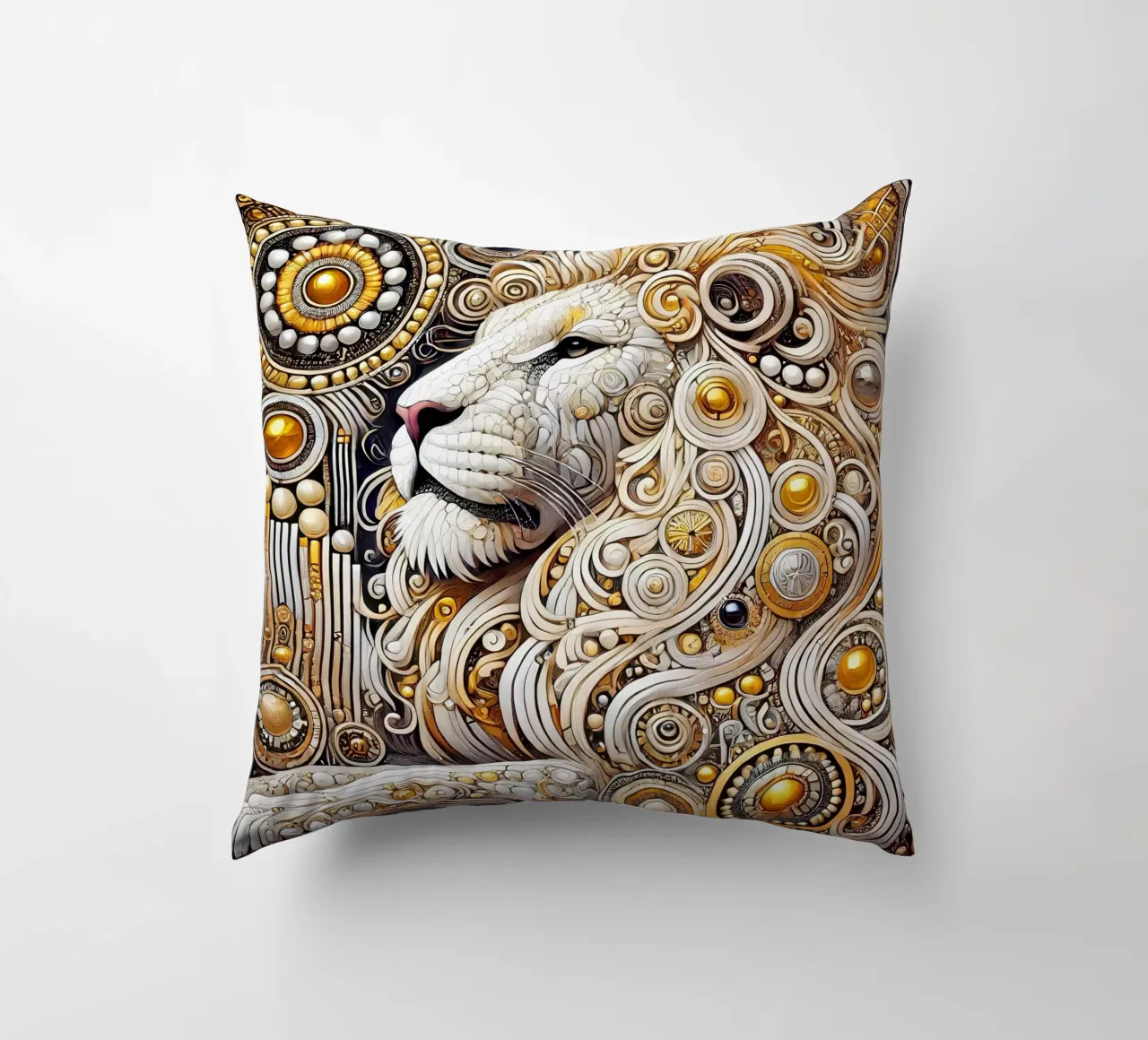 Leone bianco cuscino da Art-Nouveau-Dsg