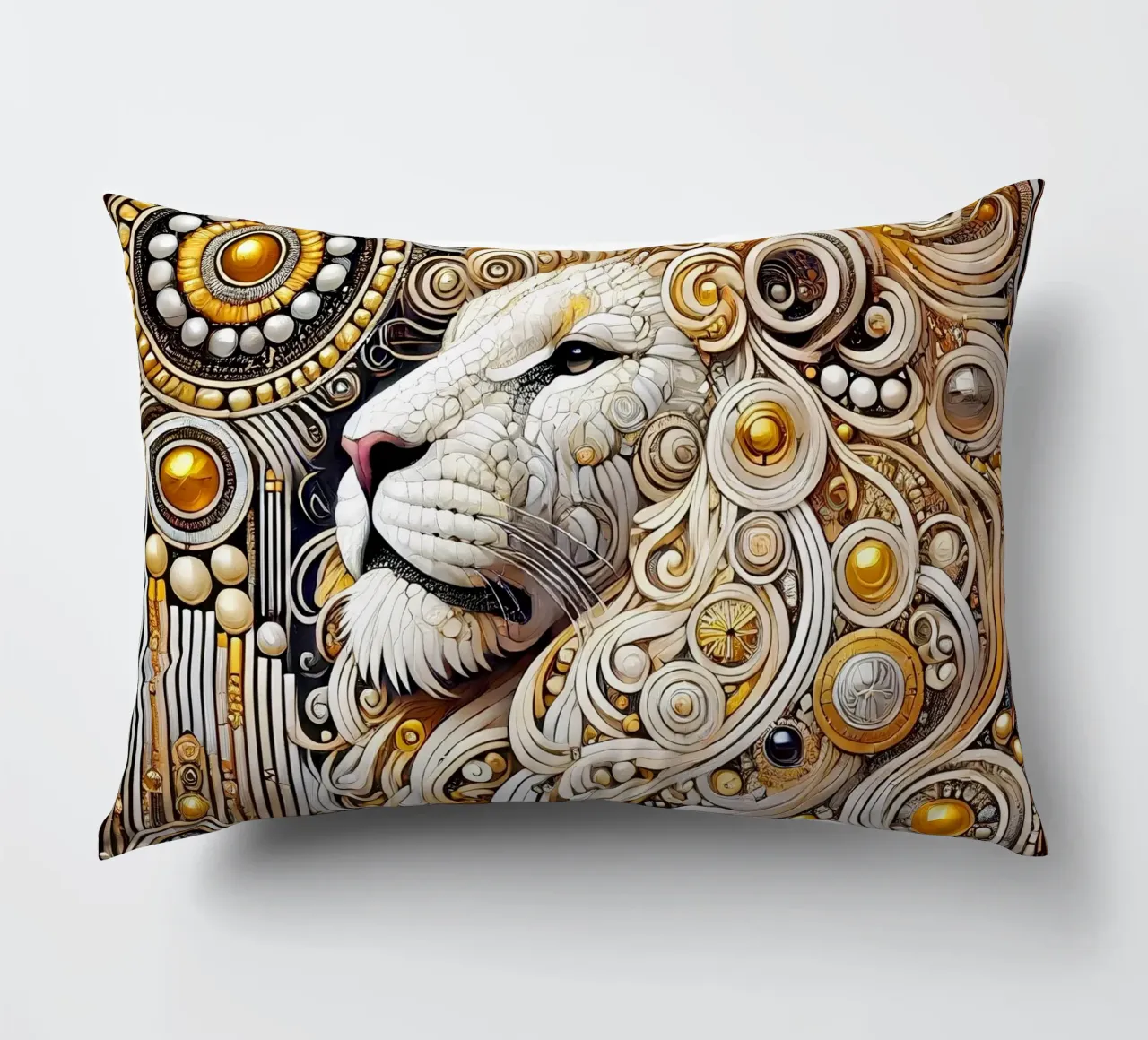 Leone bianco cuscino da Art-Nouveau-Dsg