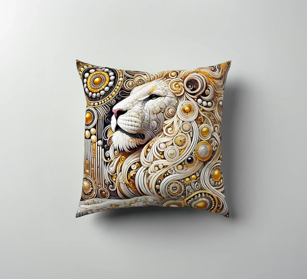 Leone bianco cuscino da Art-Nouveau-Dsg
