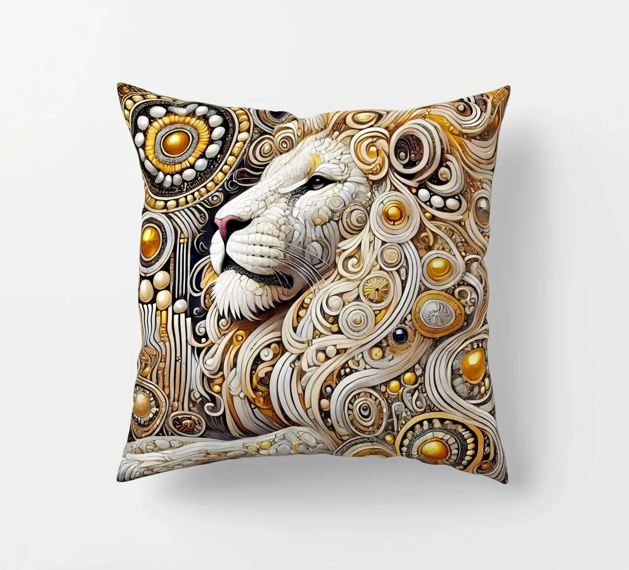 Leone bianco cuscino da Art-Nouveau-Dsg