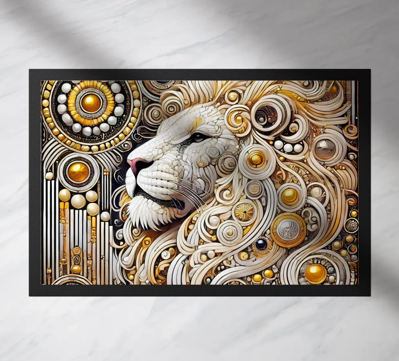 Leone bianco zerbino da Art-Nouveau-Dsg