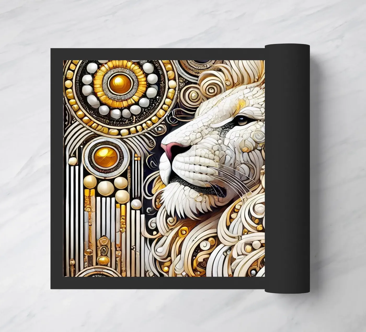Witte leeuw deurmat van Art-Nouveau-Dsg