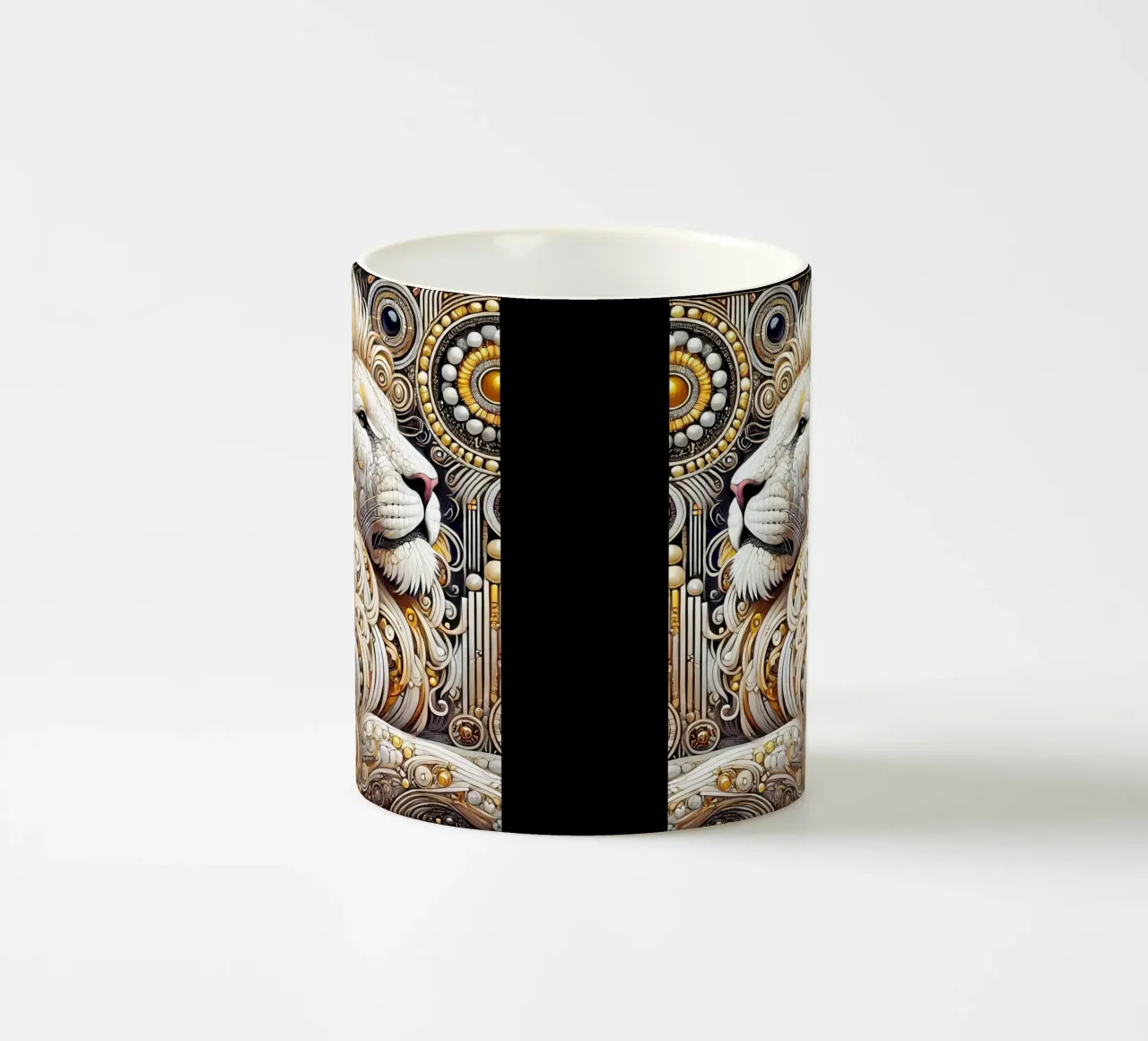 Leone bianco tazza in ceramica da Art-Nouveau-Dsg
