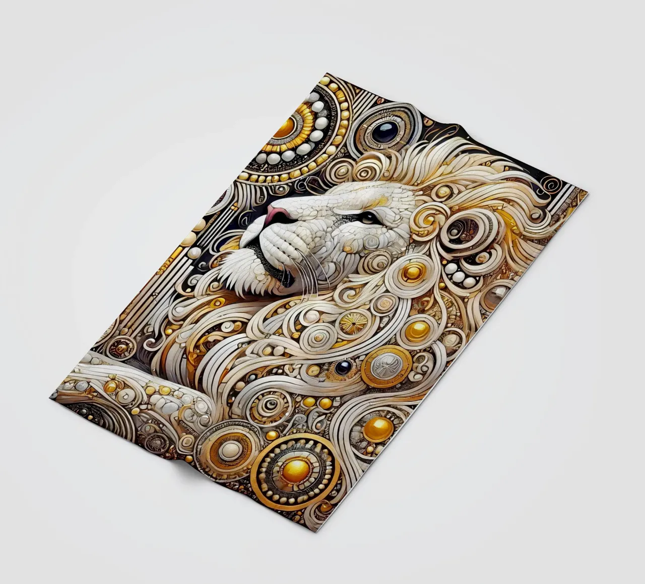 Leone bianco coperta in pile da Art-Nouveau-Dsg