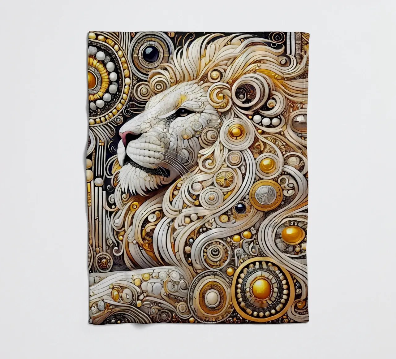 Leone bianco coperta in pile da Art-Nouveau-Dsg