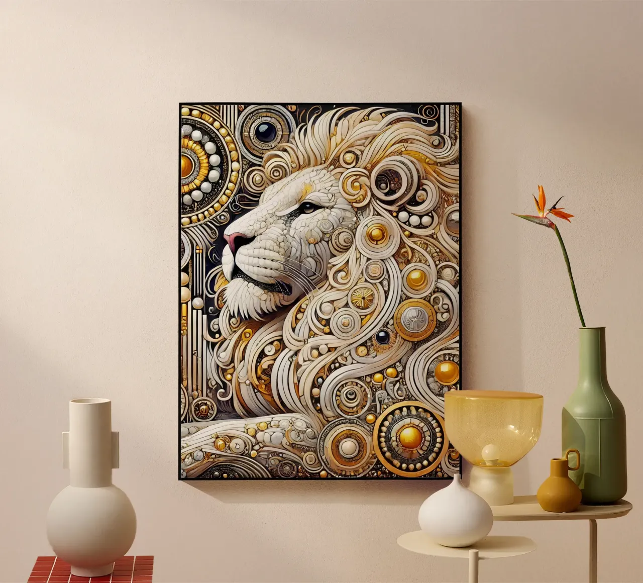 Leone bianco plexiglass da Art-Nouveau-Dsg