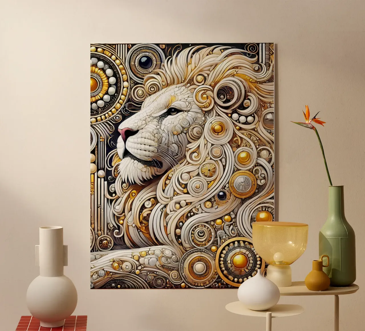 Leone bianco plexiglass da Art-Nouveau-Dsg