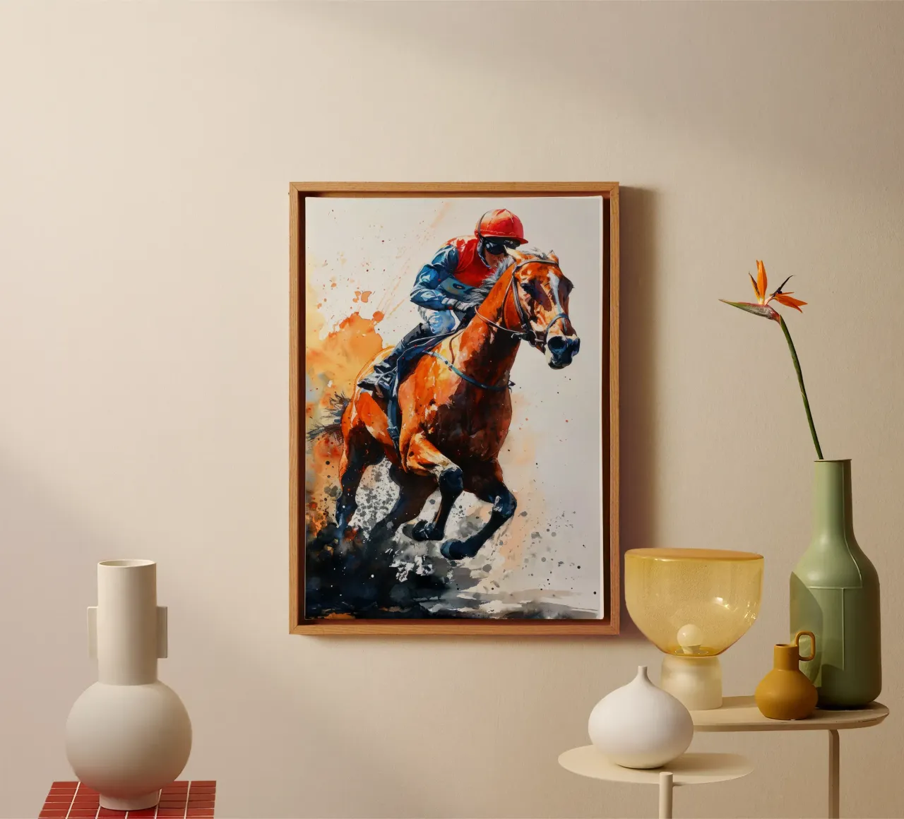 Paardensport kunst canvas met Baklijst van Justyna Jaszke JBJart