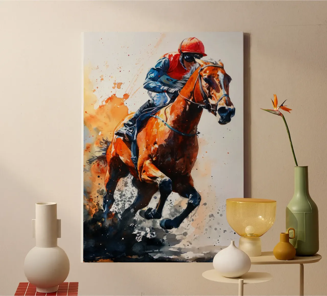 Paardensport kunst canvas met Baklijst van Justyna Jaszke JBJart