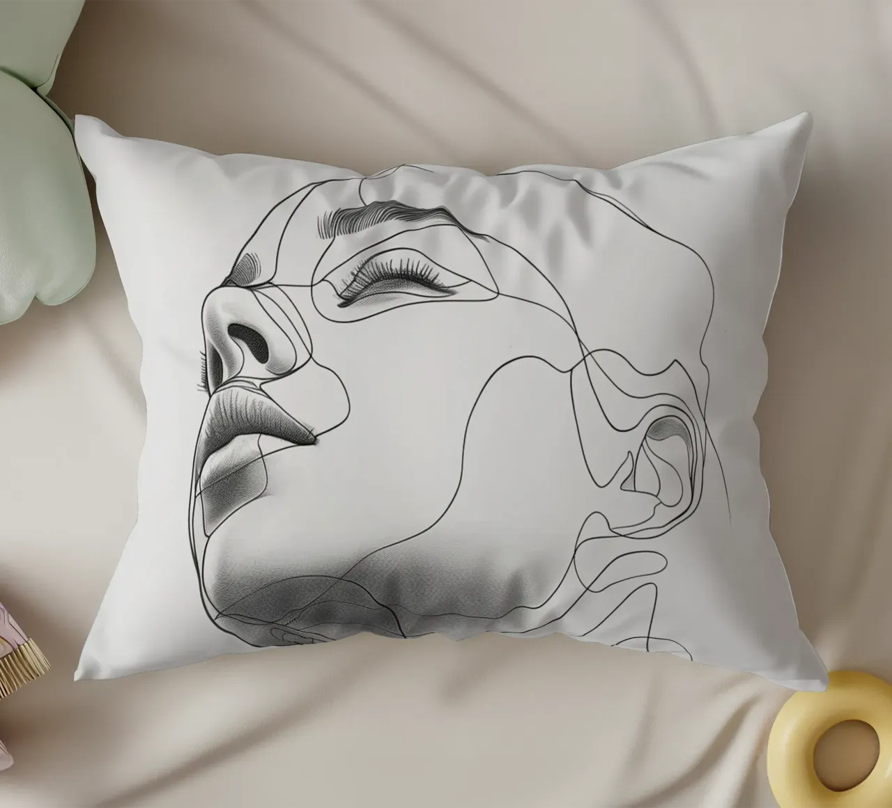 lines art woman decorative cushion by Justyna Jaszke JBJart
