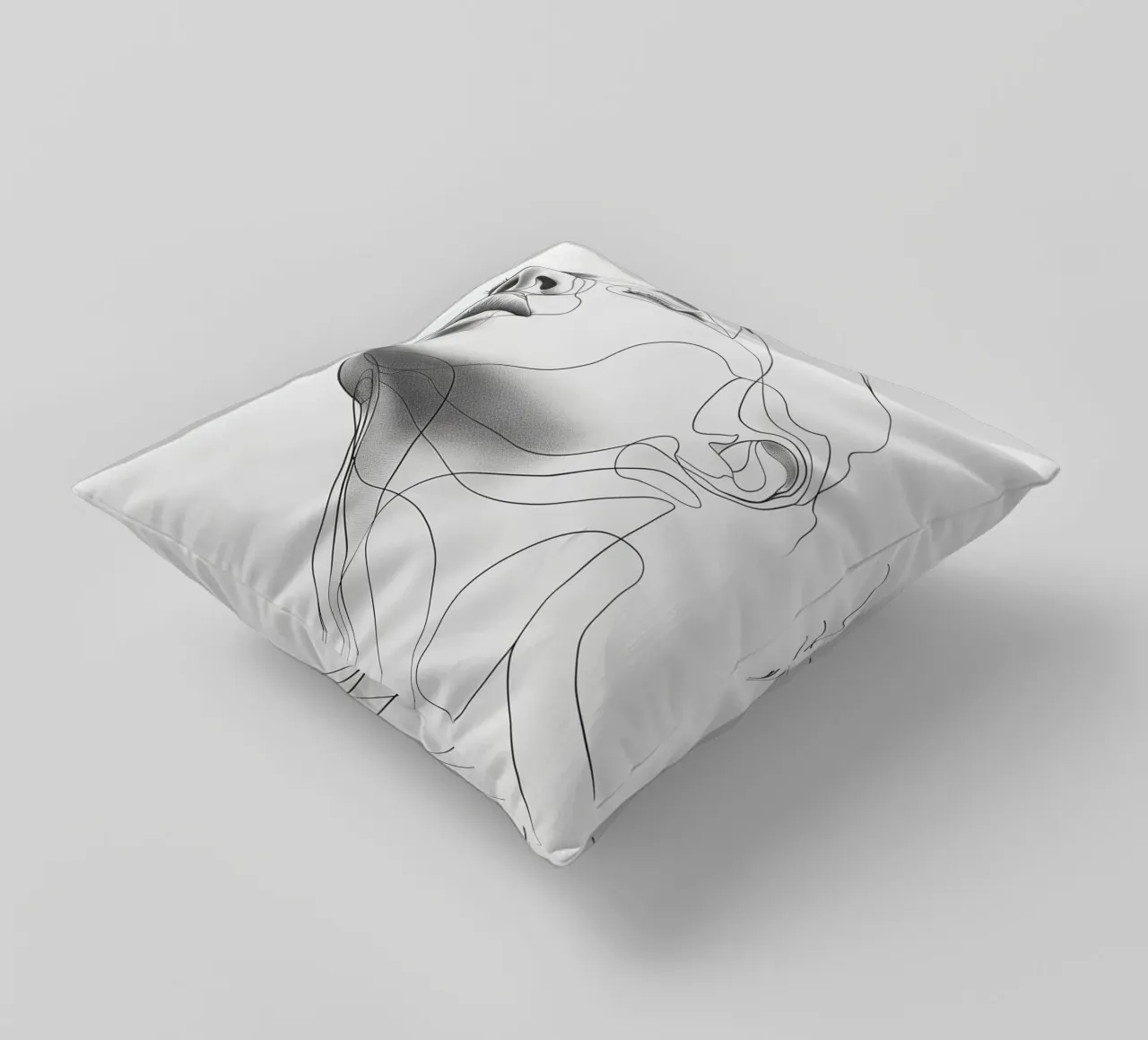 lines art woman decorative cushion by Justyna Jaszke JBJart