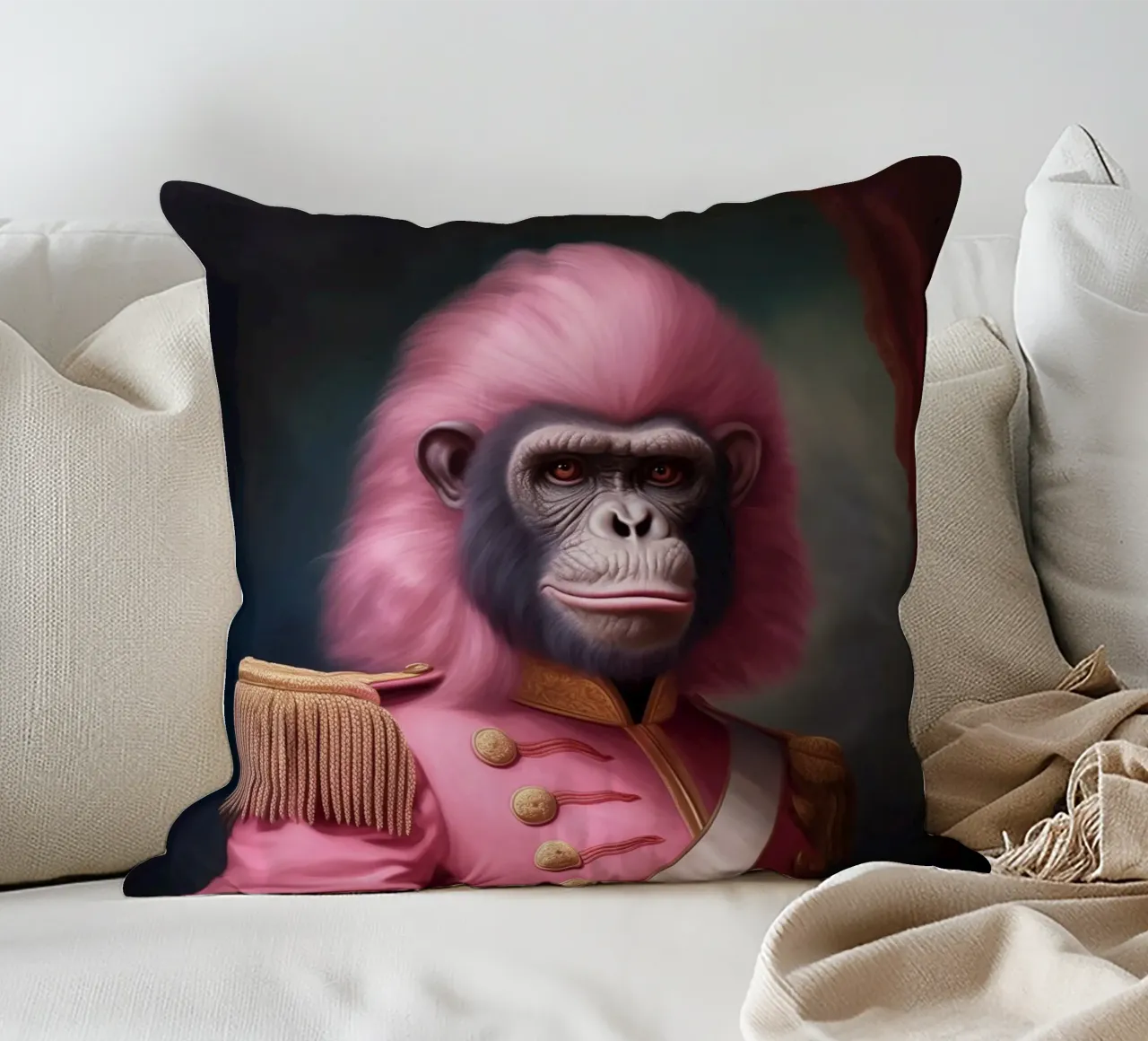 Pittura rosa Gorilla cuscino da Carinaprint