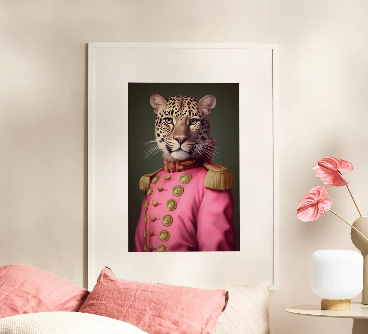 Pittura rosa leopardo poster con telaio in plastica da Carinaprint