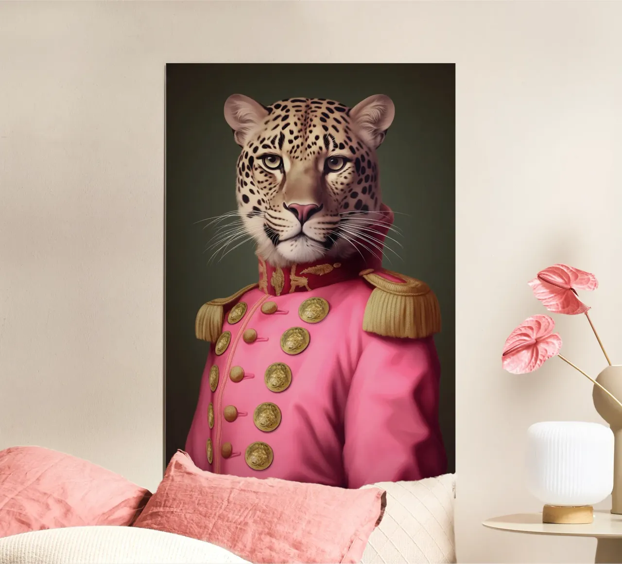 Pittura rosa leopardo poster con telaio in plastica da Carinaprint