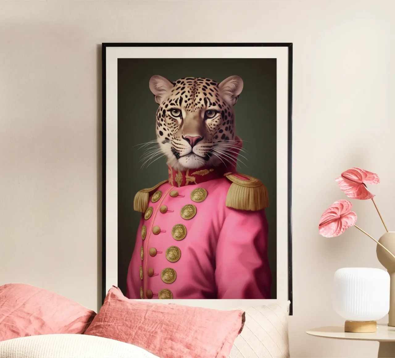 Pittura rosa leopardo poster con telaio in plastica da Carinaprint