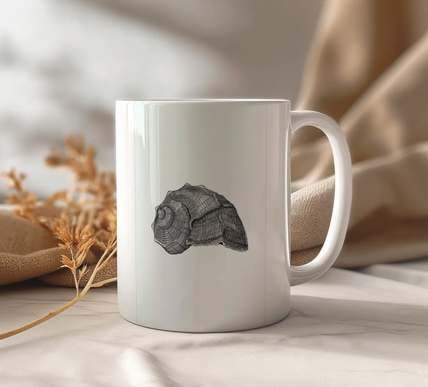 Seashell ceramic mug by Pen & Ink