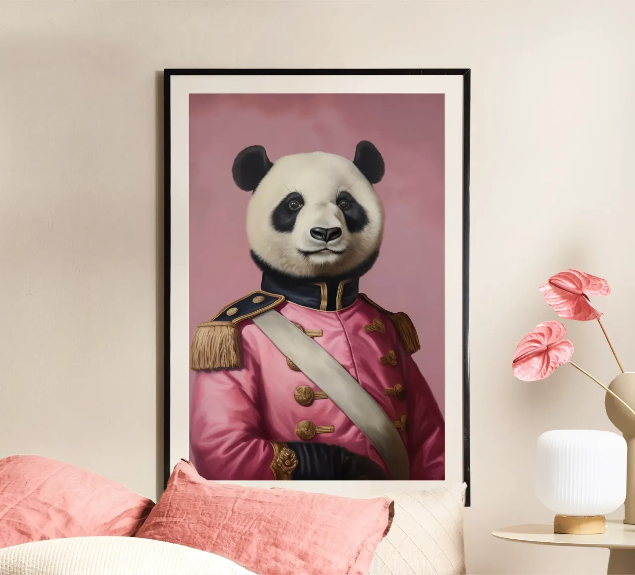 Malerei rosa Pandabär Poster von Carinaprint