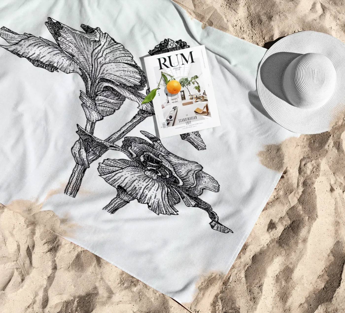 Orchids beach towel by Pen & Ink