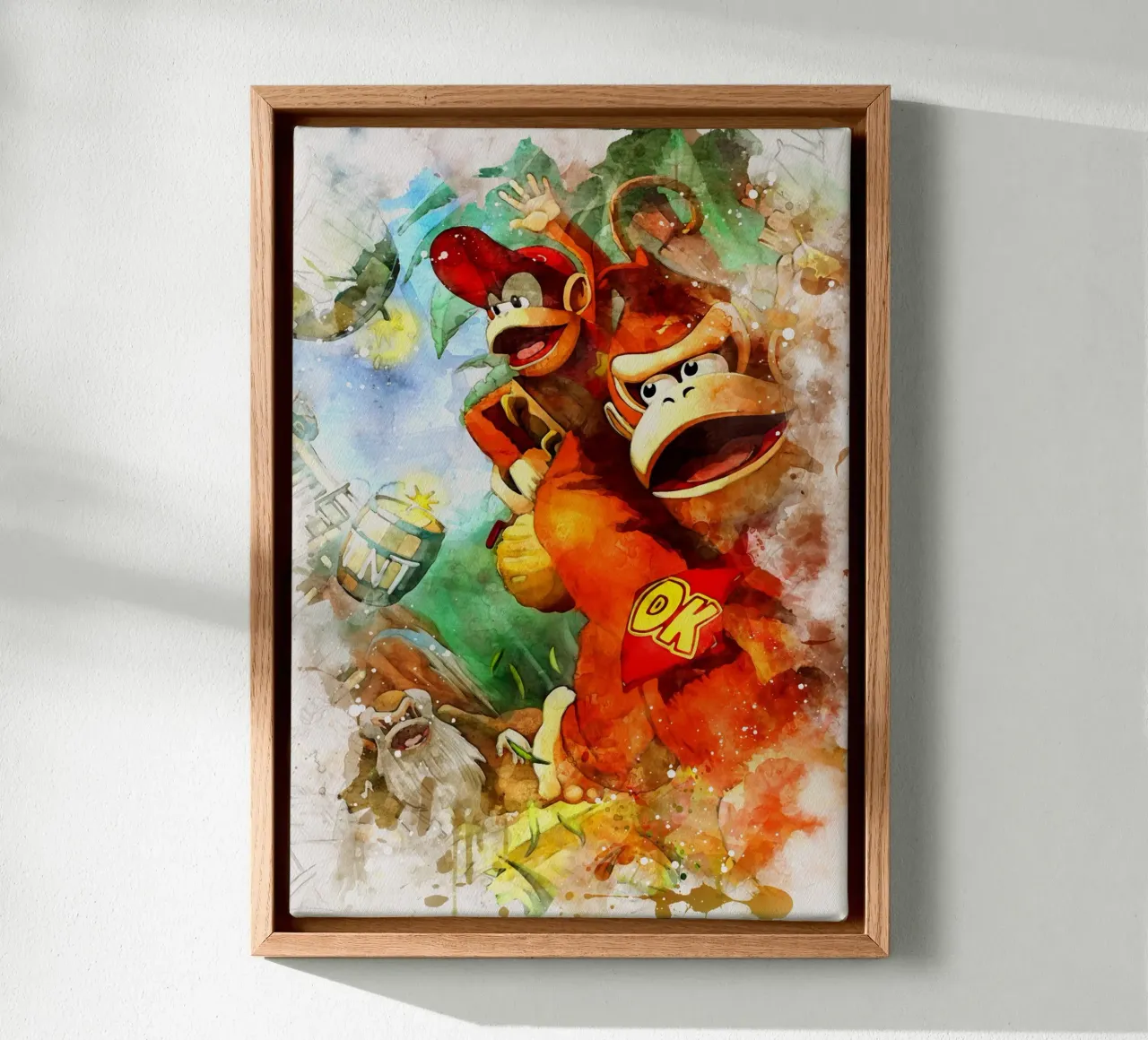 Donkey Kong Country Watercolor canvas met Baklijst van CreativeStudio