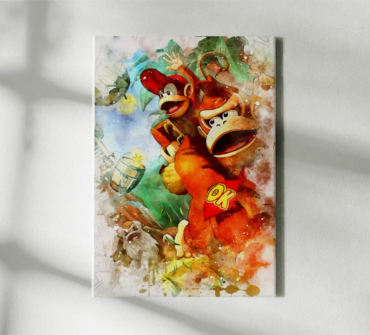 Donkey Kong Country Watercolor canvas met Baklijst van CreativeStudio