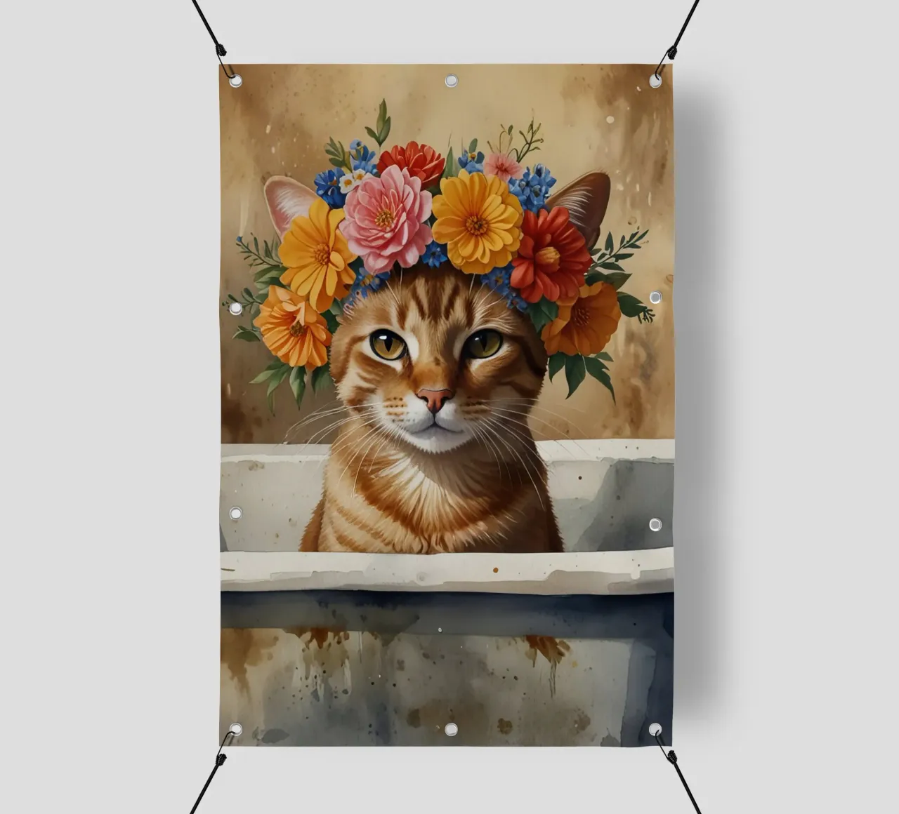 gatto floreale telo in pvc da 🎁 ARTVI-SHOP
