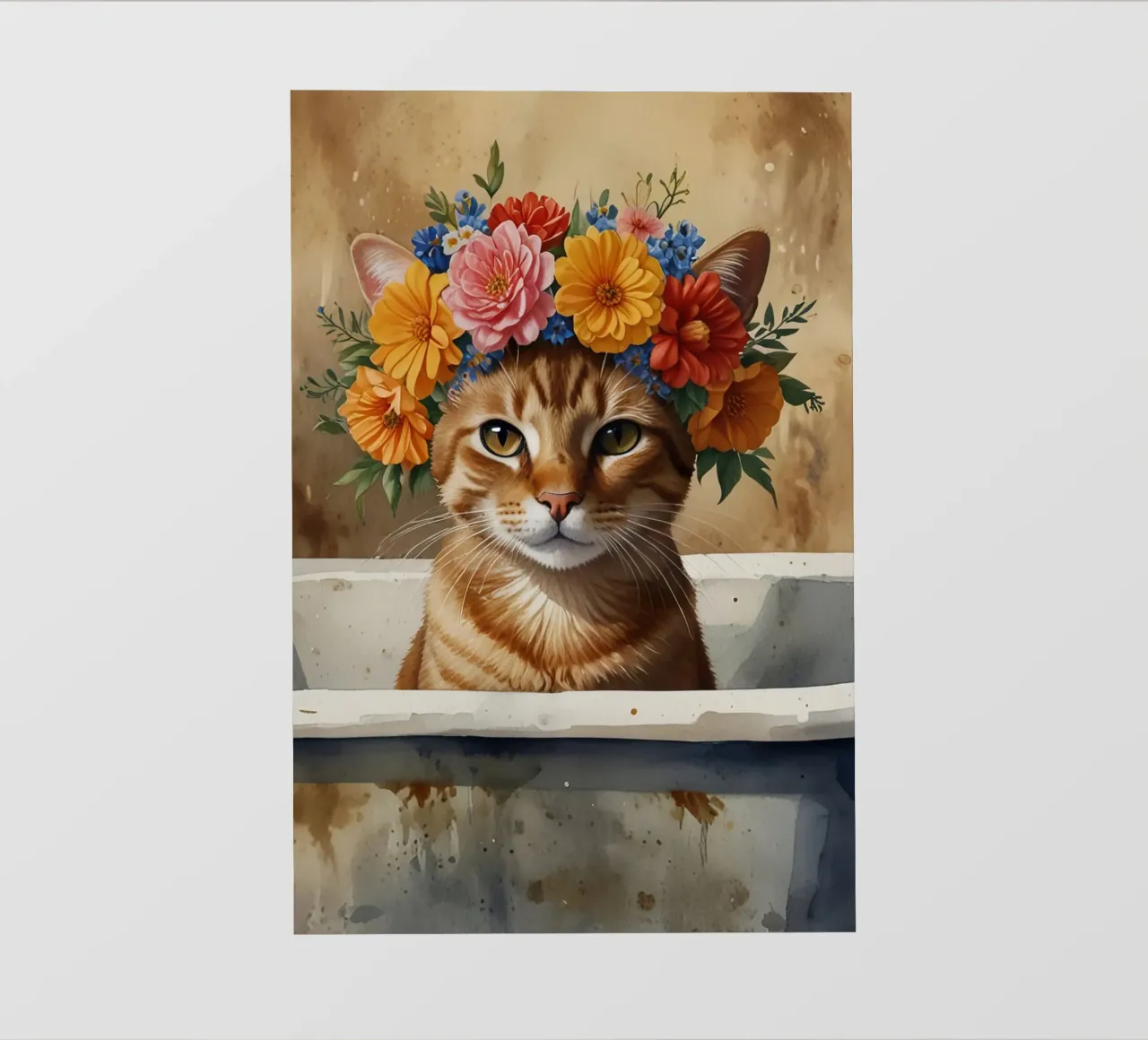 gatto floreale telo in pvc da 🎁 ARTVI-SHOP