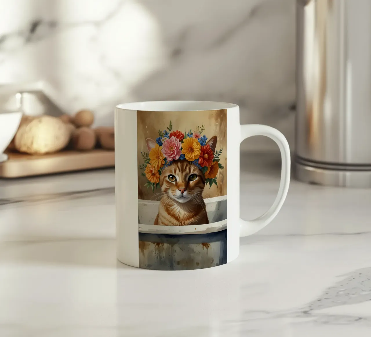 gatto floreale tazza in ceramica da 🎁 ARTVI-SHOP