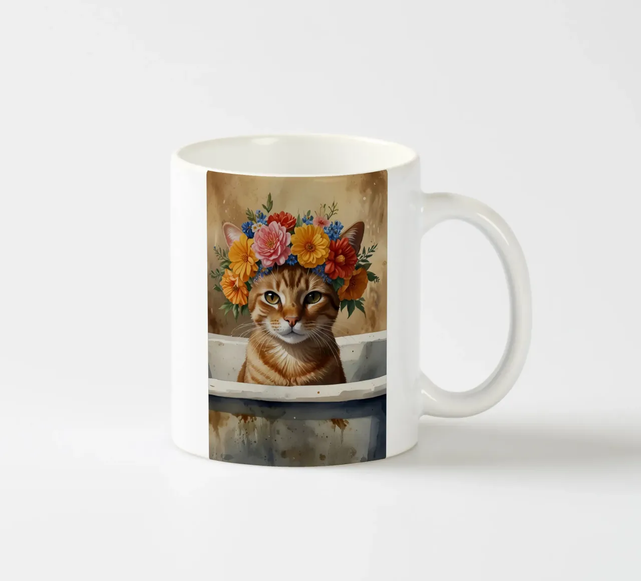 gatto floreale tazza in ceramica da 🎁 ARTVI-SHOP
