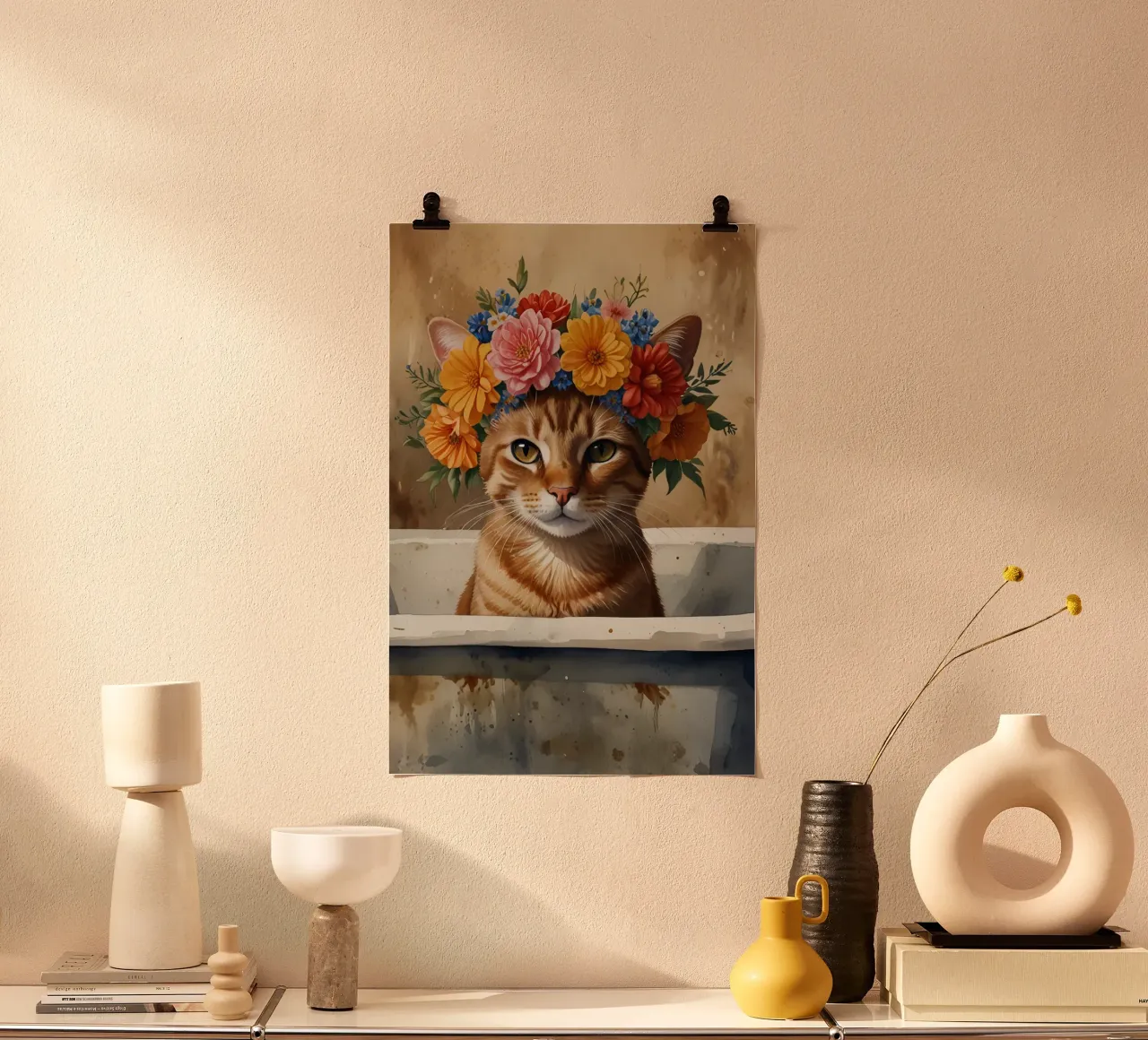 gatto floreale carta hahnemühle da 🎁 ARTVI-SHOP