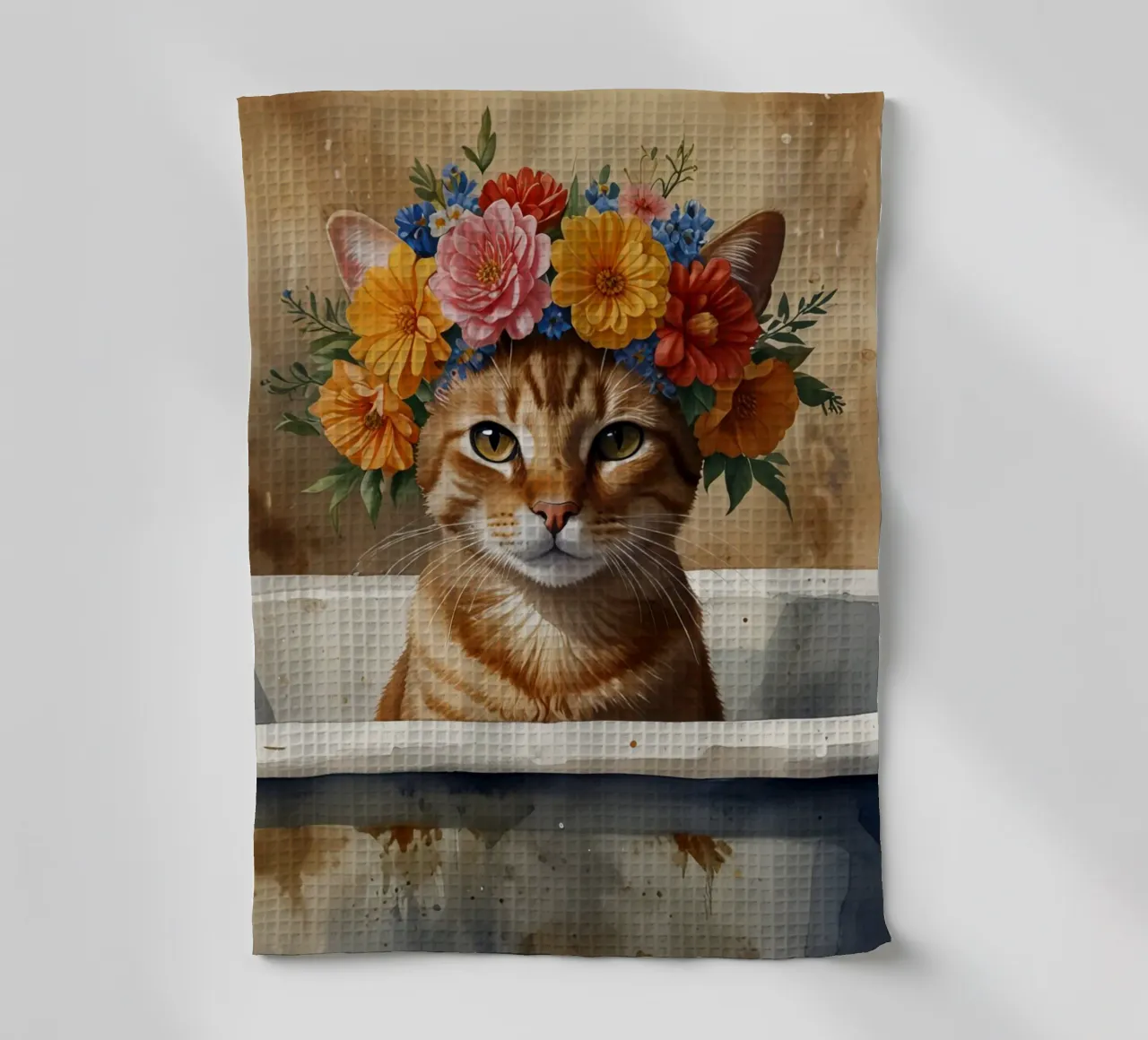 gatto floreale canovaccio da cucina da 🎁 ARTVI-SHOP