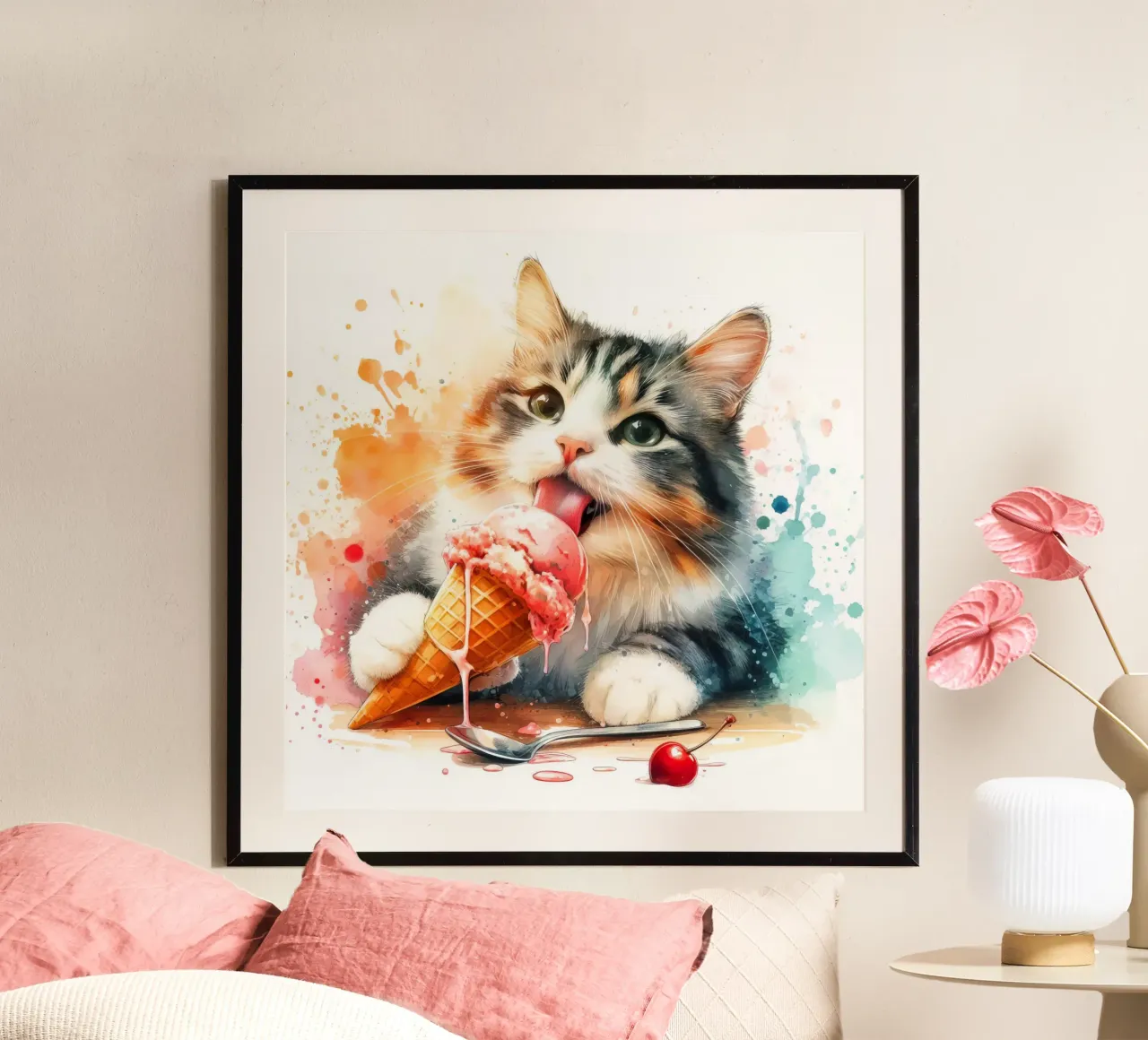 Gatto molto freddo carta hahnemühle da 🎁 ARTVI-SHOP
