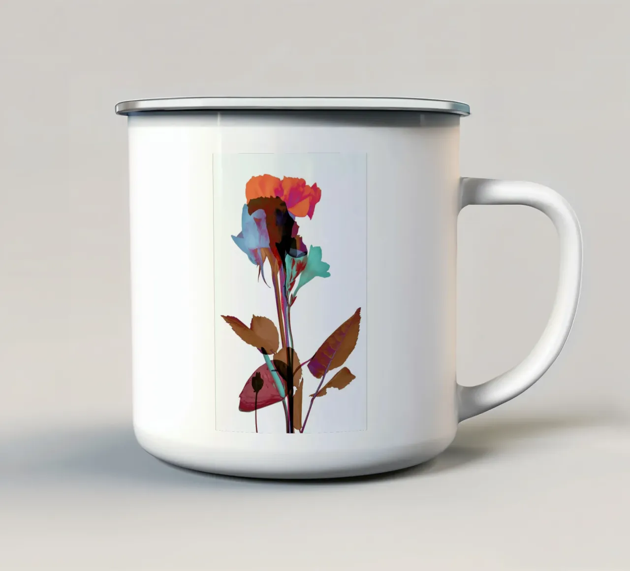 Ode aux Fleurs (Orange-Blue-Mint) tazza in smalto da BlauMaschine