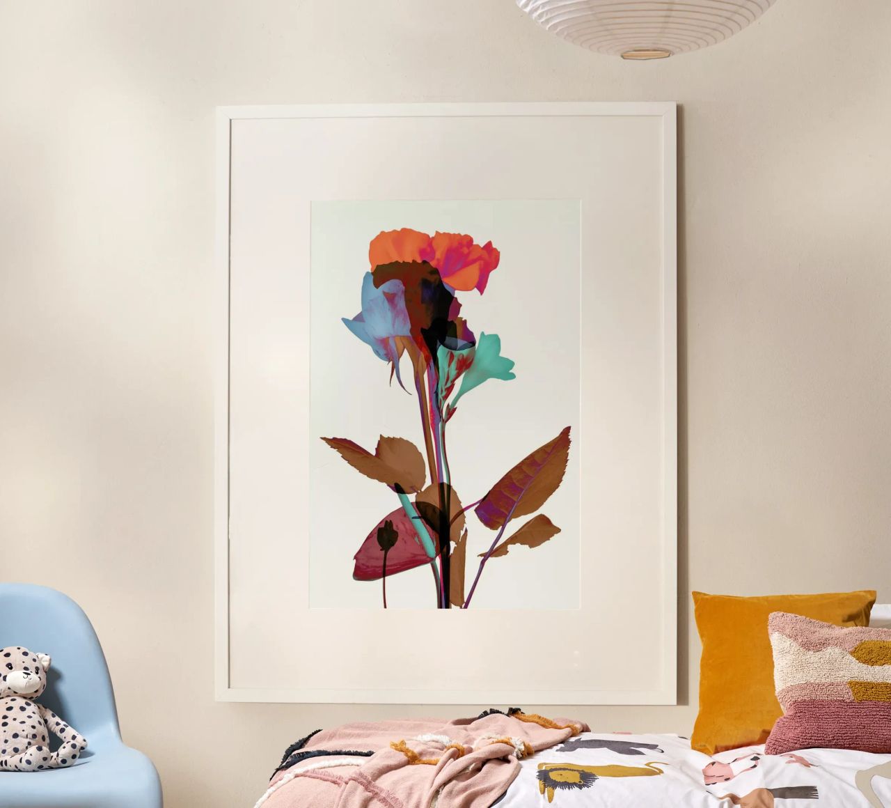 Ode aux Fleurs (Orange-Blue-Mint) poster de BlauMaschine