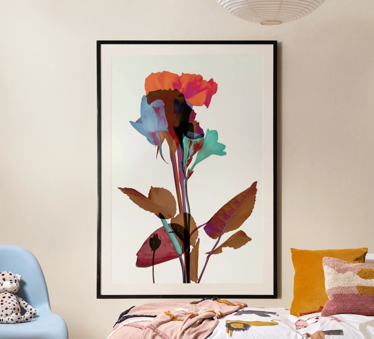 Ode aux Fleurs (Orange-Blue-Mint) poster de BlauMaschine