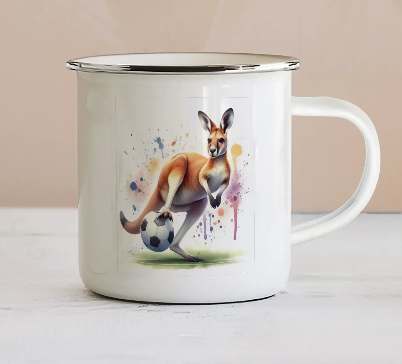 Il canguro del calcio tazza in smalto da 🎁 ARTVI-SHOP
