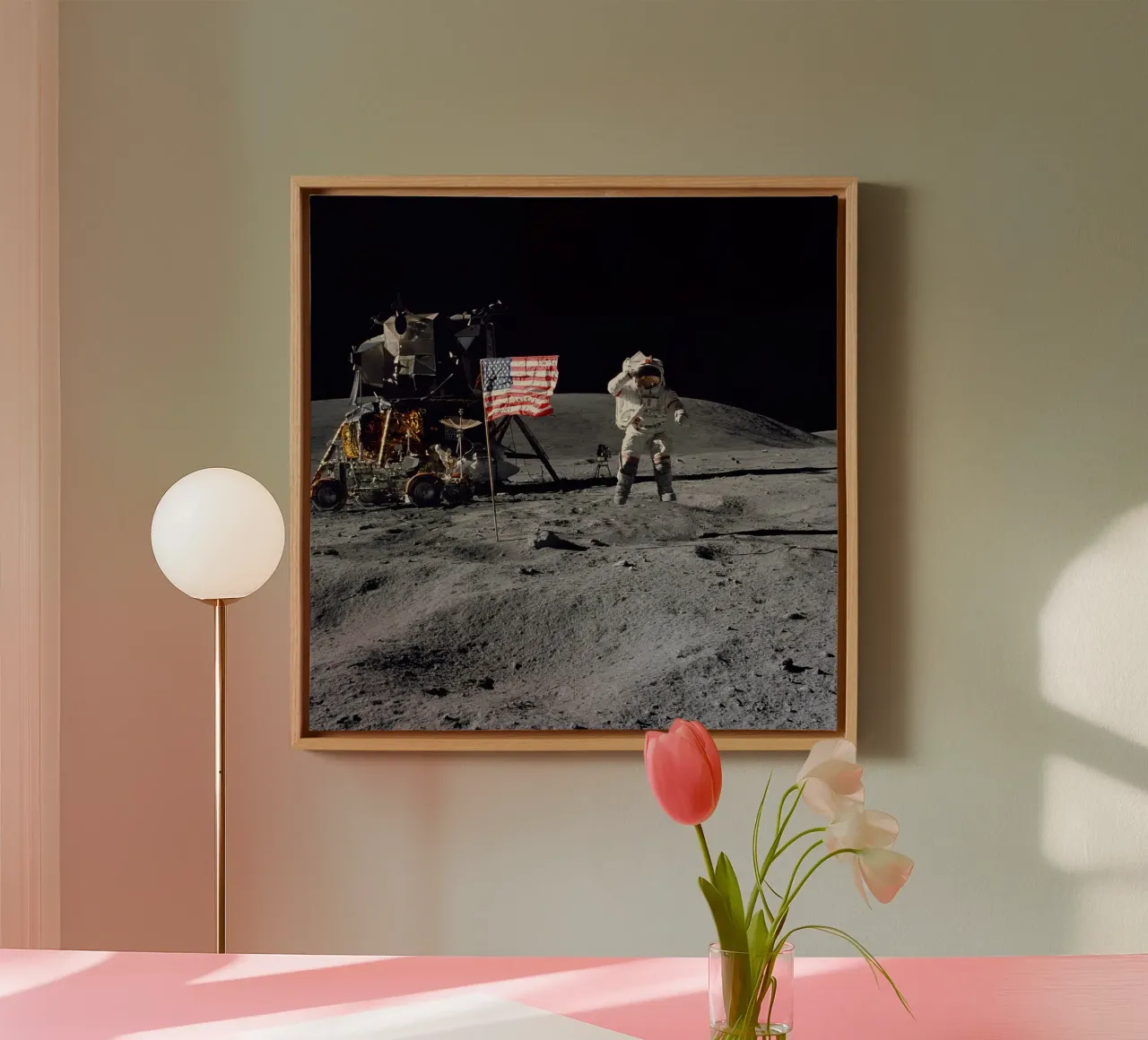 Astronaut on the moon NASA canvas with Floater frame by 🎁 ARTVI-SHOP