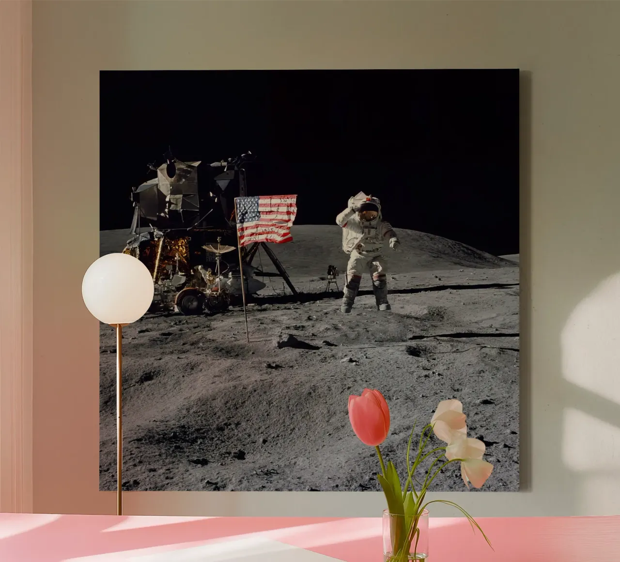 Astronaut on the moon NASA canvas with Floater frame by 🎁 ARTVI-SHOP