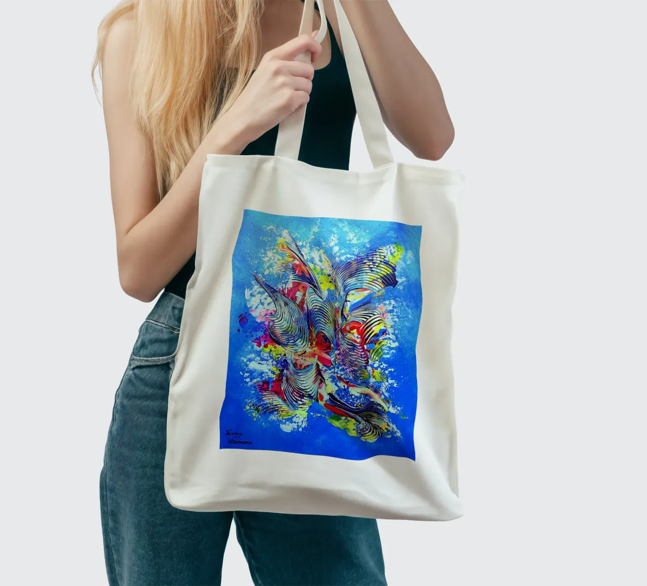 IDEAL GIFT 108 borsa in juta da Thierry Vobmann Abstract painting