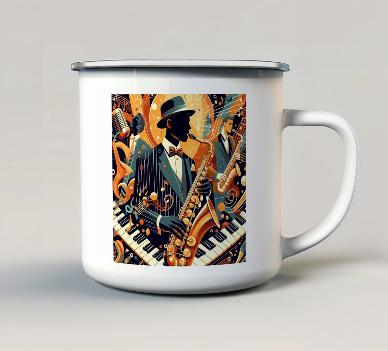 sassofonista astratto tazza in smalto da ARTVI-SHOP