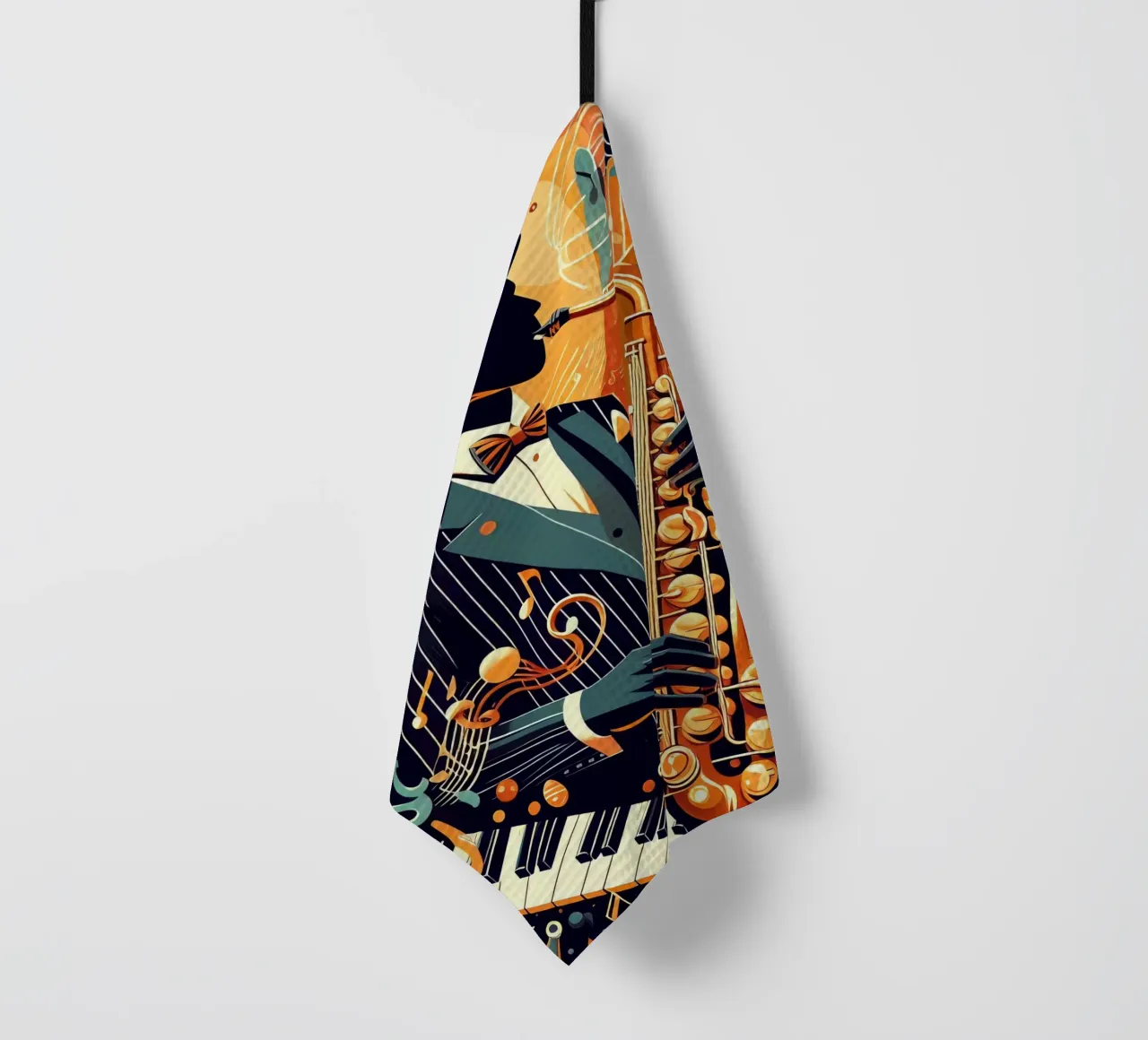 abstrakter Saxophonist Geschirrtuch von 🎁 ARTVI-SHOP
