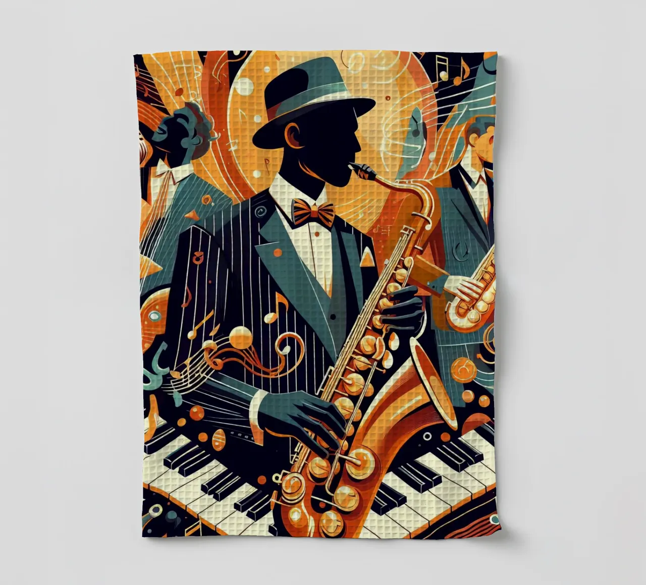 abstrakter Saxophonist Geschirrtuch von 🎁 ARTVI-SHOP