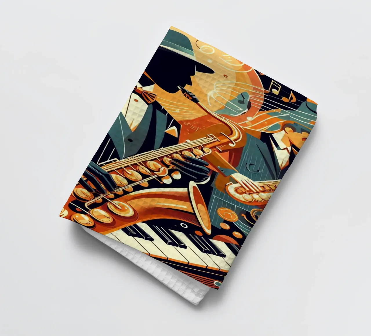 abstrakter Saxophonist Geschirrtuch von 🎁 ARTVI-SHOP