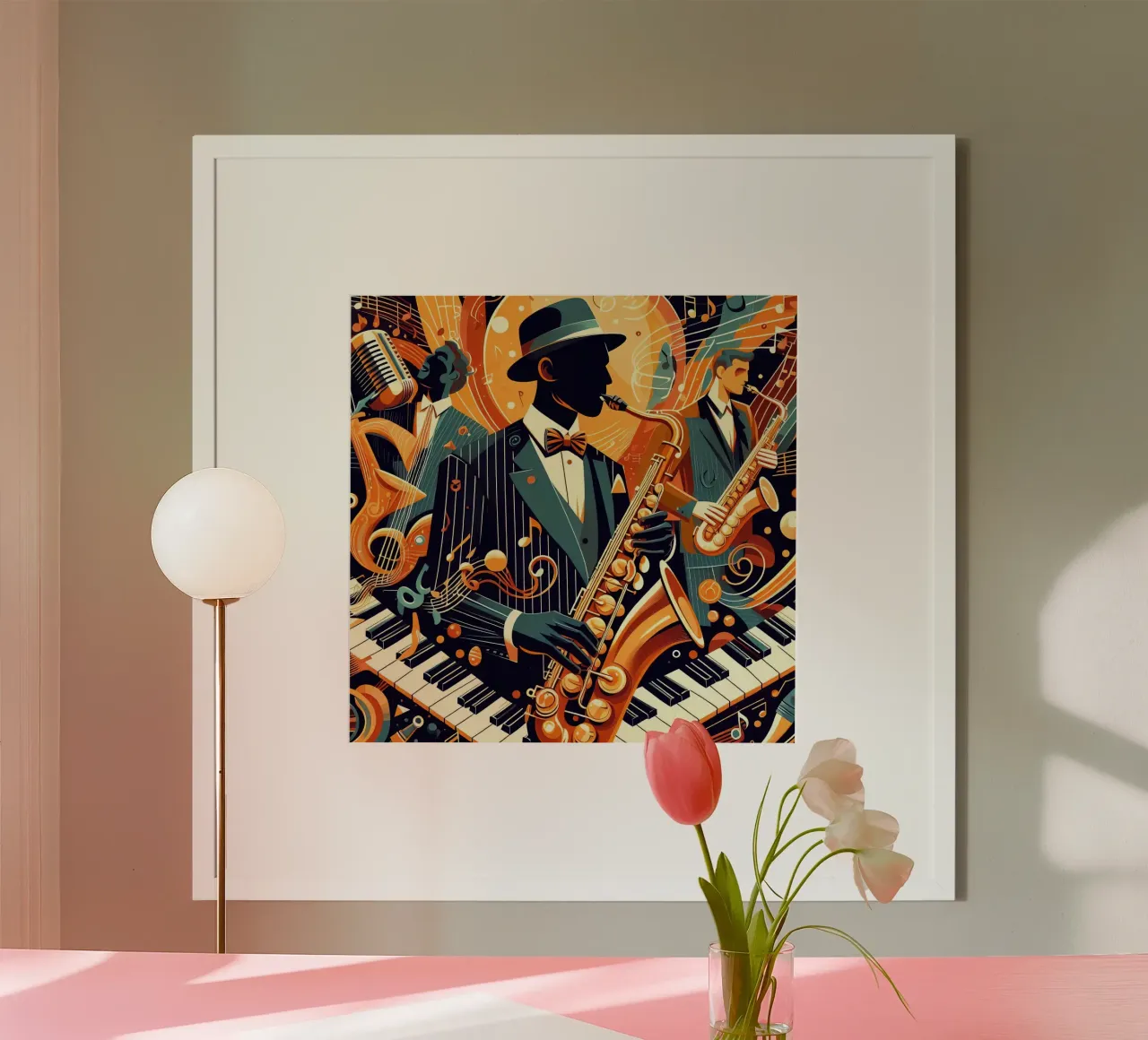 abstracte saxofonist poster van 🎁 ARTVI-SHOP
