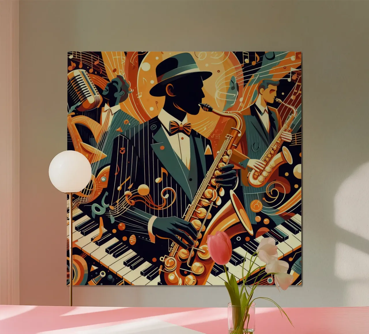 abstracte saxofonist poster van 🎁 ARTVI-SHOP