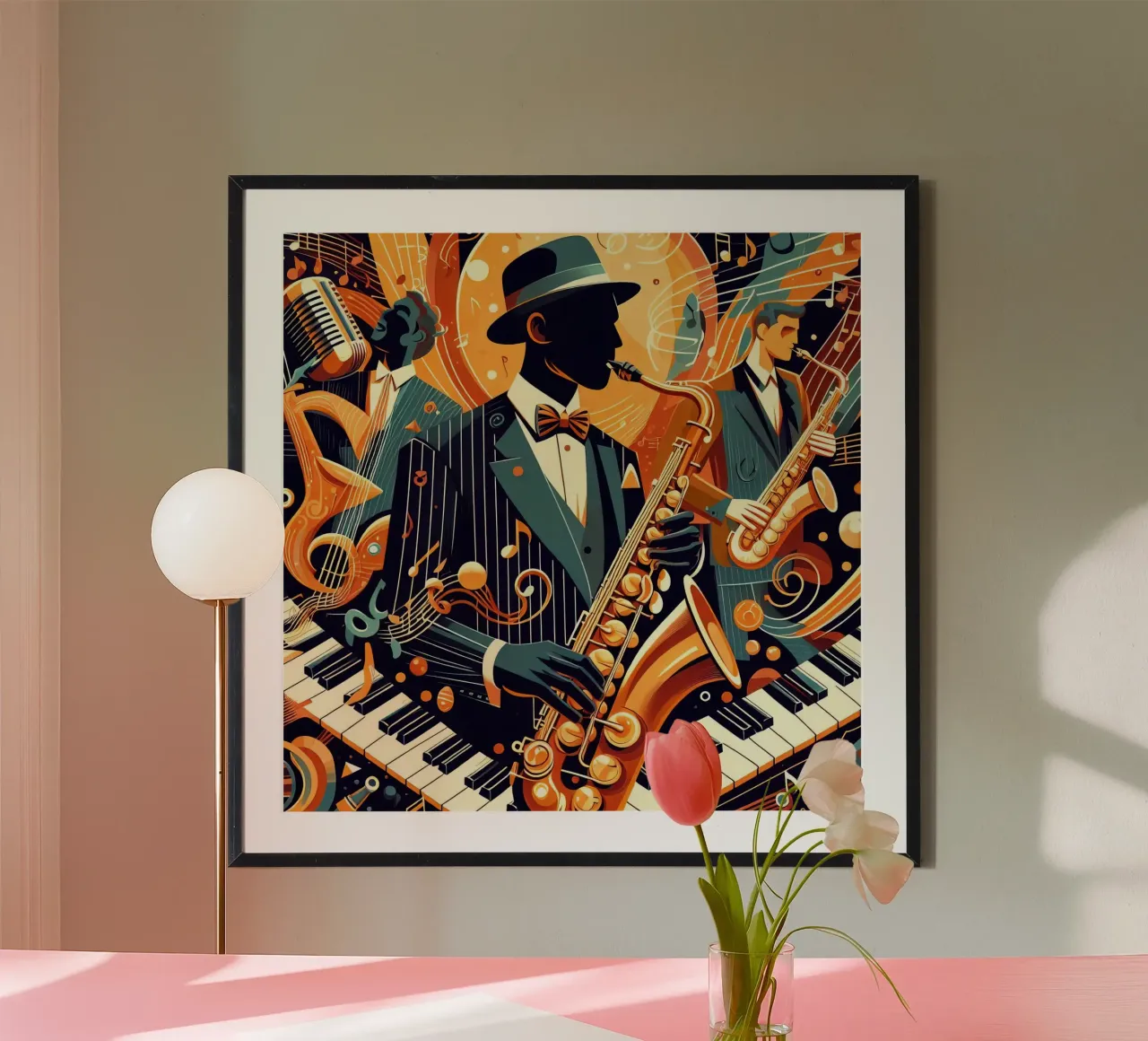 abstracte saxofonist poster van 🎁 ARTVI-SHOP