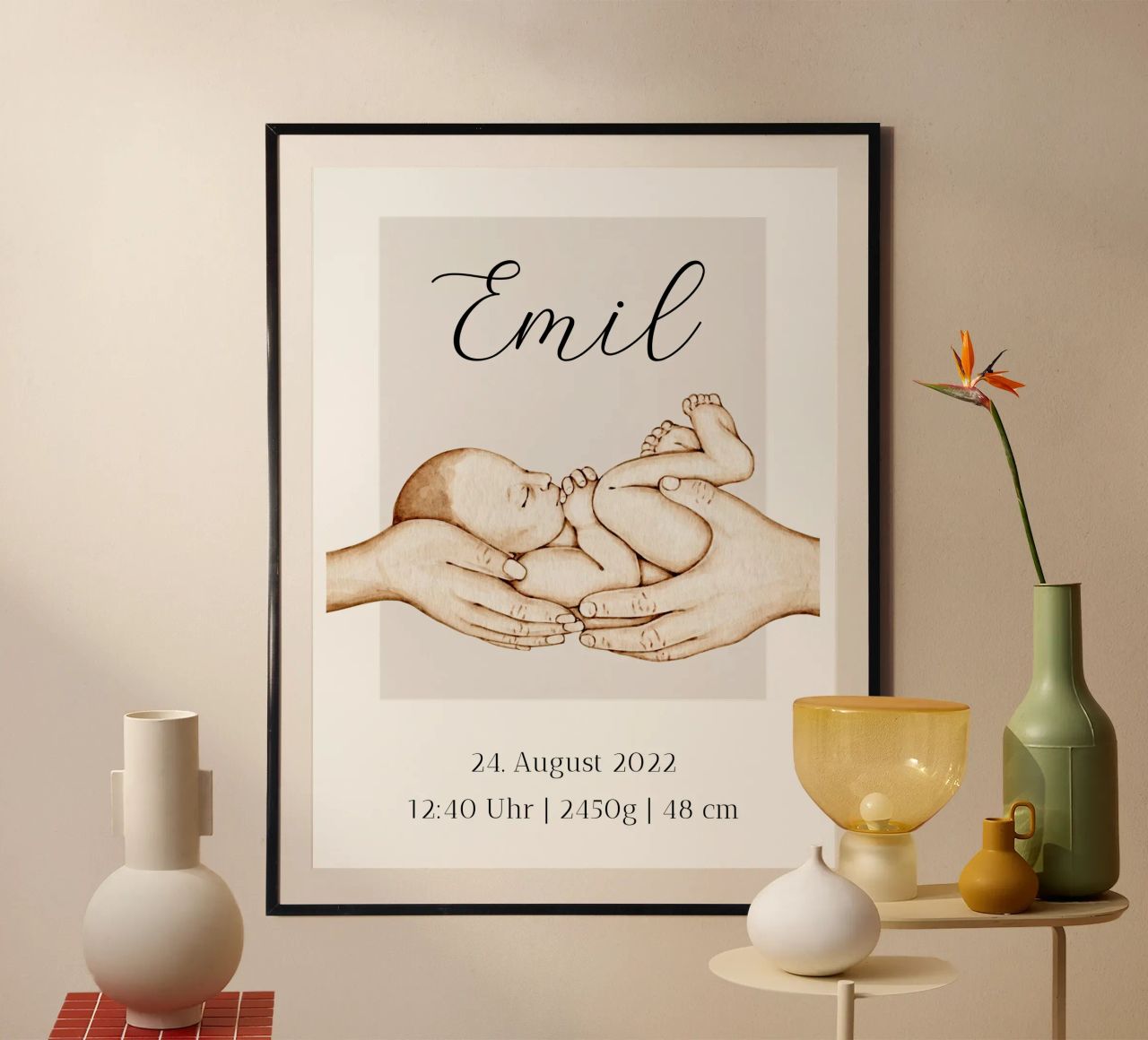 Geburtsposter line art Boho - Kinderzimmer Poster mit Geburt poster de Wunderbarwir