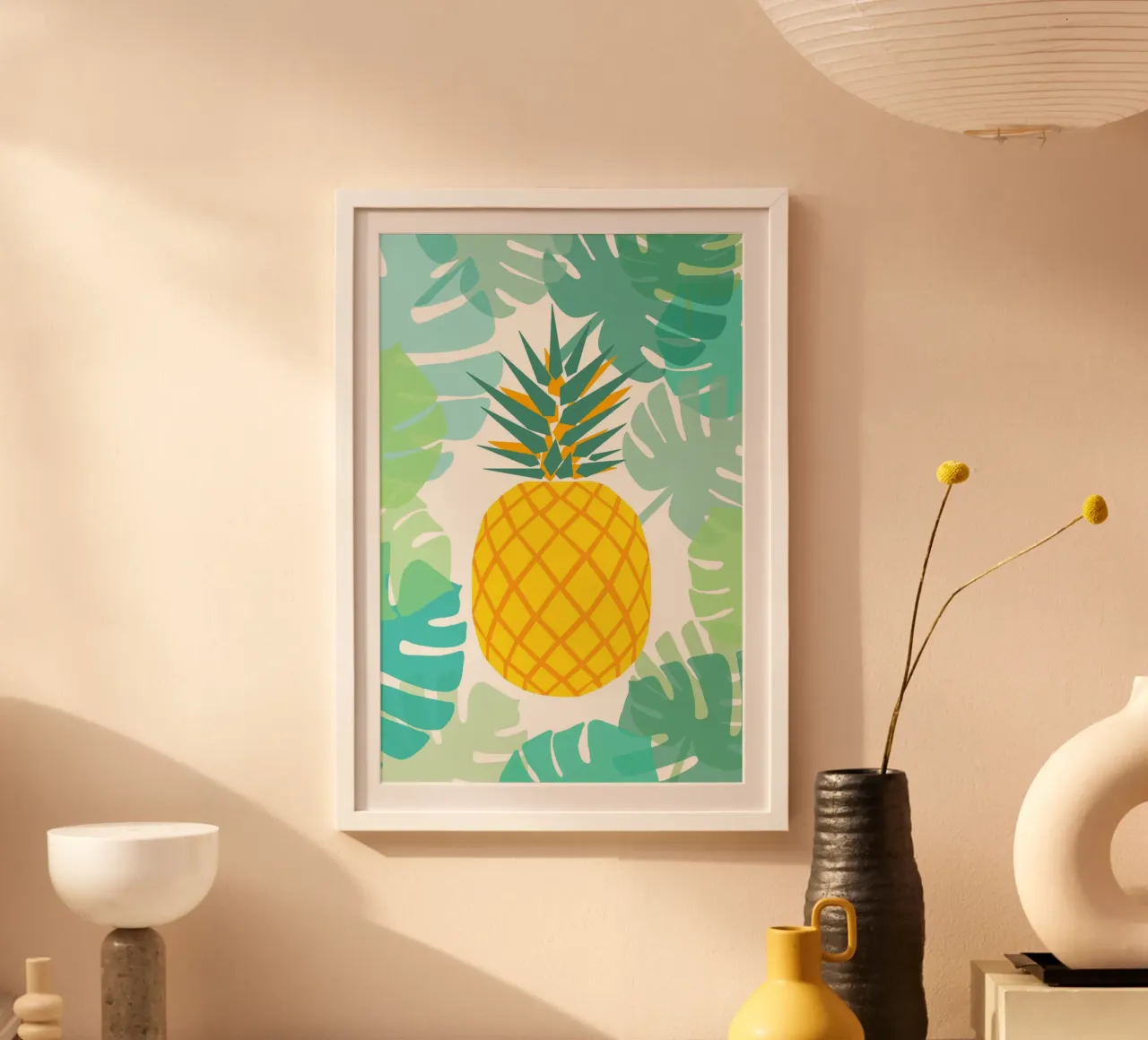 ananas jungle poster con telaio in alluminio da alexiableu