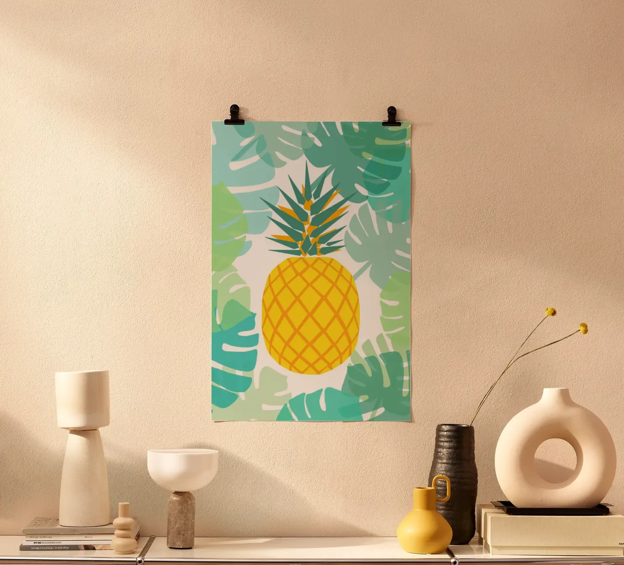 ananas jungle poster con telaio in alluminio da alexiableu