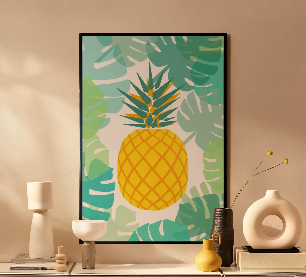 ananas jungle poster con telaio in alluminio da alexiableu
