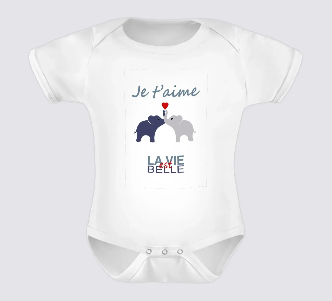 éléphant, je t'aime body neonato maniche corte da alexiableu